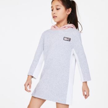 Lacoste SPORT Colorblock Fleece Sweatshirt Dress Dětské - Šaty Šedé / Růžové / Bílé | CZ-GnjnO0